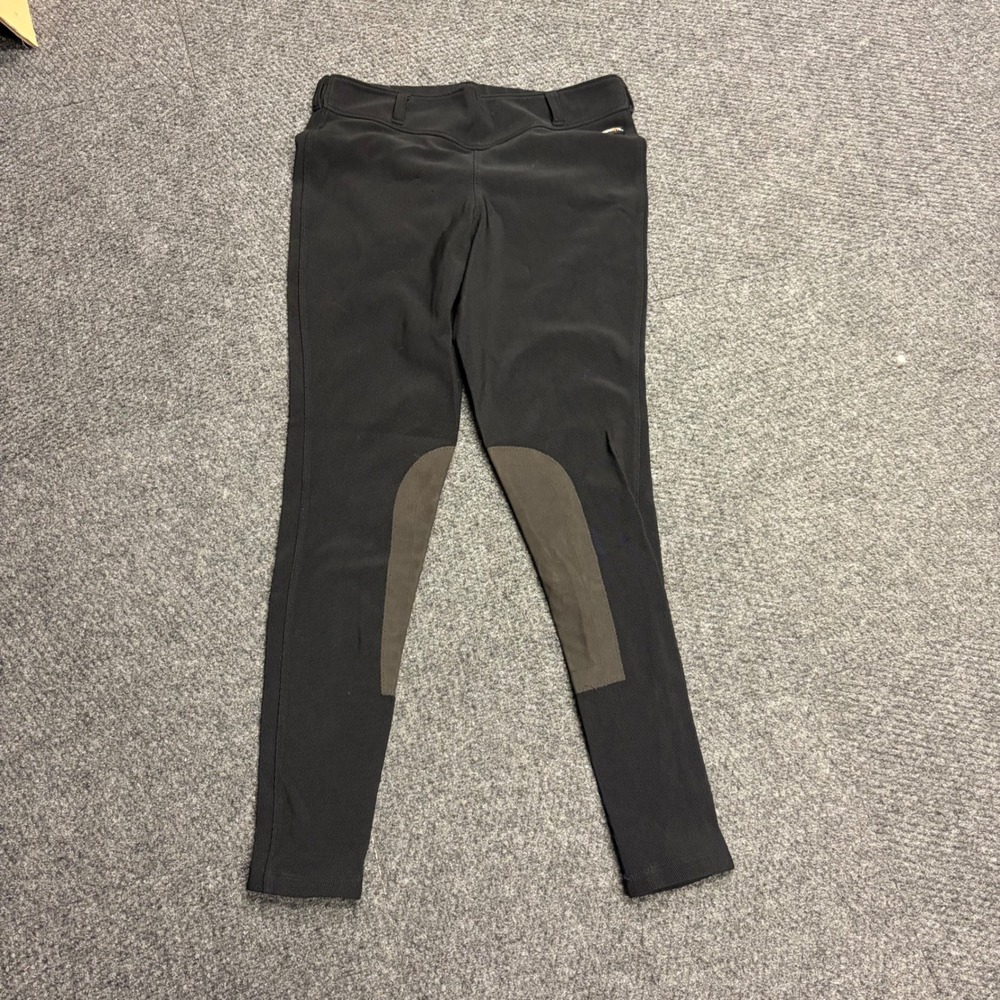 Kerrits Black Ribbed Knee Patch Equestrian Riding Breeches XL Made in USA